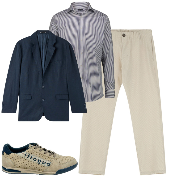 Outfit uomo - La camicia a righe sottili. Stile Urban per Tutti i giorni. Abbinamento con giacche, pantaloni, scarpe stringate, camicie.