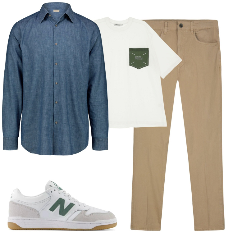 Outfit uomo - City. Stile Casual per Tutti i giorni. Abbinamento con sneakers, t-shirt, pantaloni, camicie.
