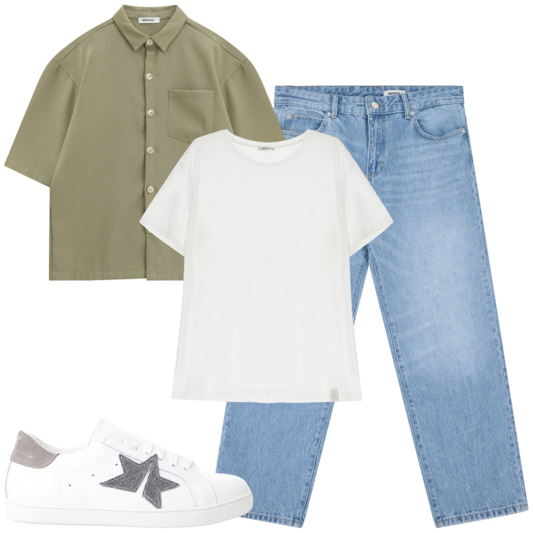 Outfit uomo - Total look #2122353. Stile Casual per Tutti i giorni. Abbinamento con jeans, sneakers, camicie a manica corta, t-shirt.