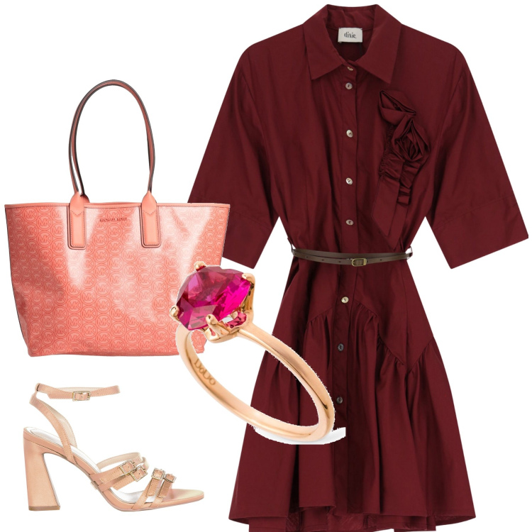 Outfit donna - Total look #2122371. Stile Boho per Serata fuori. Abbinamento con borse a mano, vestiti corti, sandali col tacco, anelli.