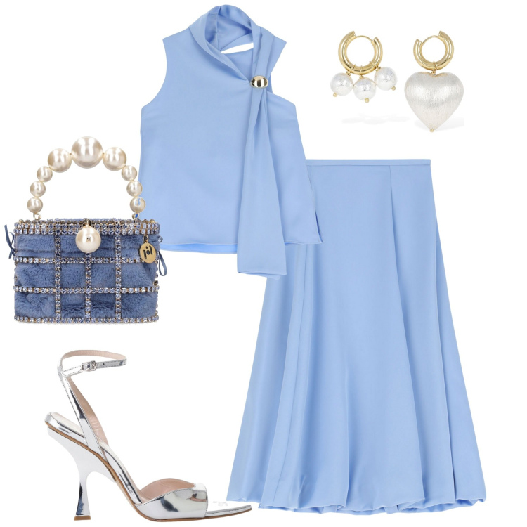 Outfit donna - Elegante e chic. Stile Chic per Cerimonia. Abbinamento con gonne longuette, top, décolleté, borse a mano, orecchini.