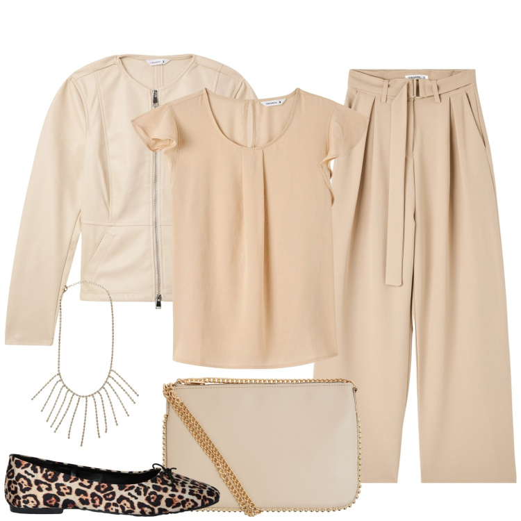 Outfit donna - Le ballerine maculate. Stile Casual chic per Tutti i giorni. Abbinamento con bluse, ballerine, blazer, borse a tracolla, pantaloni, collane.