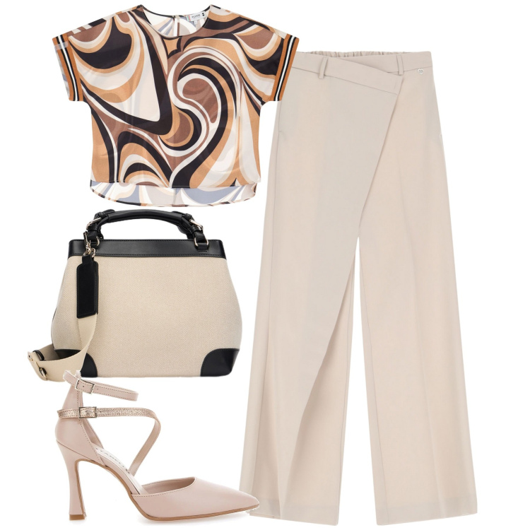 Outfit donna - City. Stile Urban per Tutti i giorni. Abbinamento con pantaloni, bluse, décolleté, borse a mano.