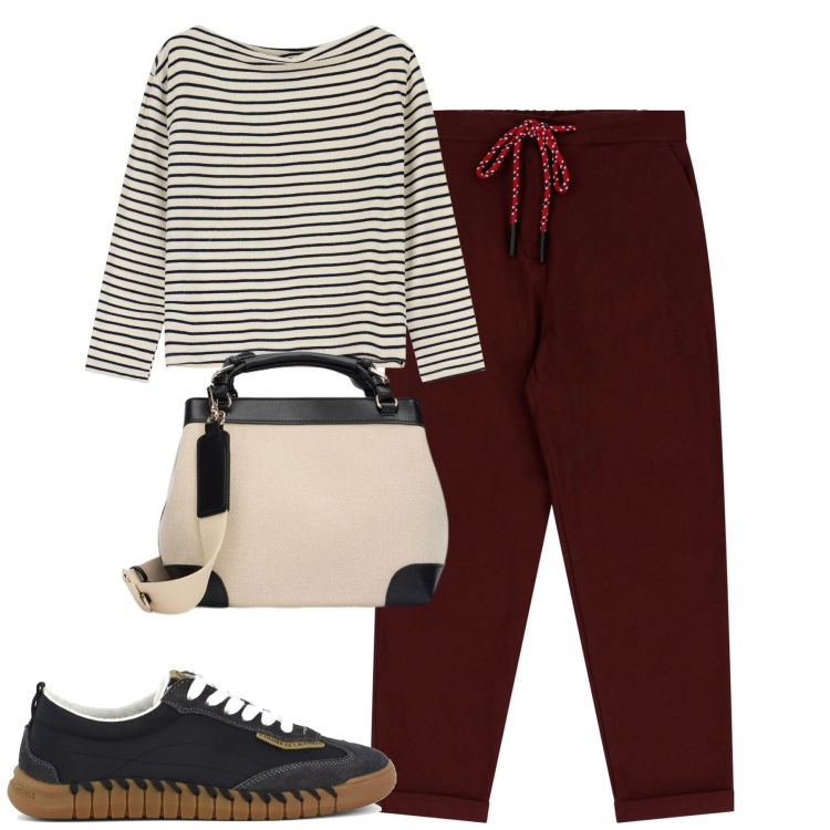 Outfit donna - Dixie. Stile Casual per Tutti i giorni. Abbinamento con maglieria, pantaloni chino, sneakers, borse a mano.