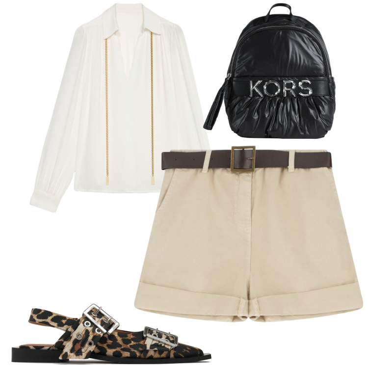 Outfit donna - City. Stile Casual chic per Tutti i giorni. Abbinamento con zaini, shorts, ballerine, bluse.