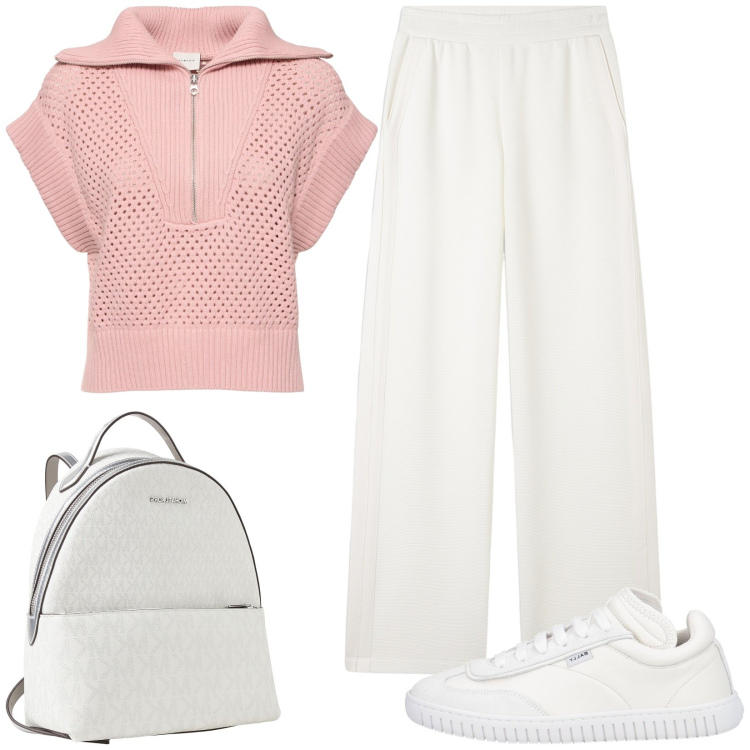 Outfit donna - Comfy style. Stile Casual per Tutti i giorni. Abbinamento con sneakers, zaini, pantaloni, top.