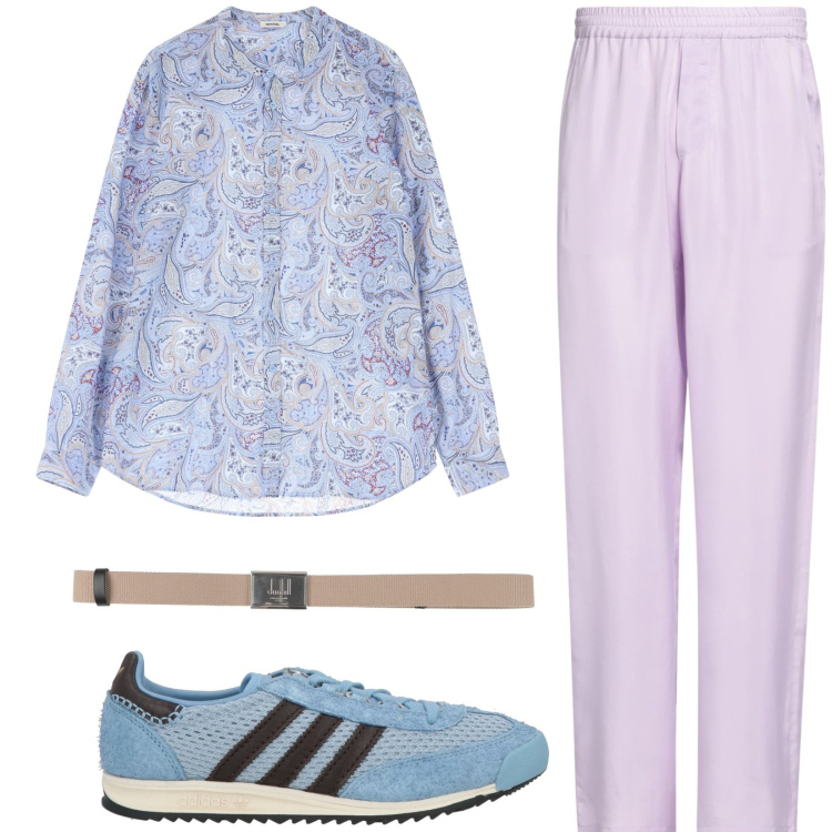 Outfit uomo - Casual chic. Stile Trendy per Tutti i giorni. Abbinamento con cinture, pantaloni, sneakers, camicie.
