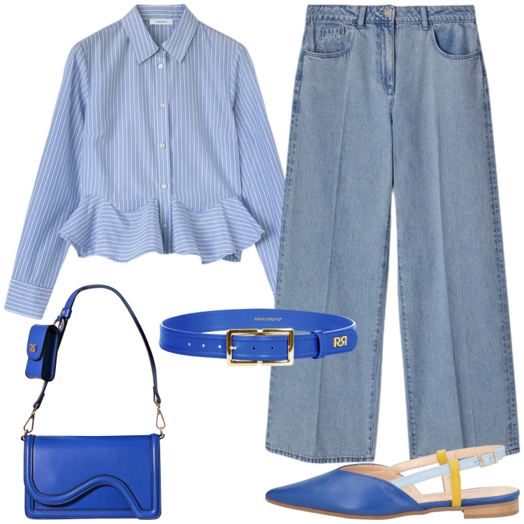 Outfit donna - Casual in città. Stile Casual chic per Tutti i giorni. Abbinamento con ballerine, pochette, cinture, camicie, jeans.