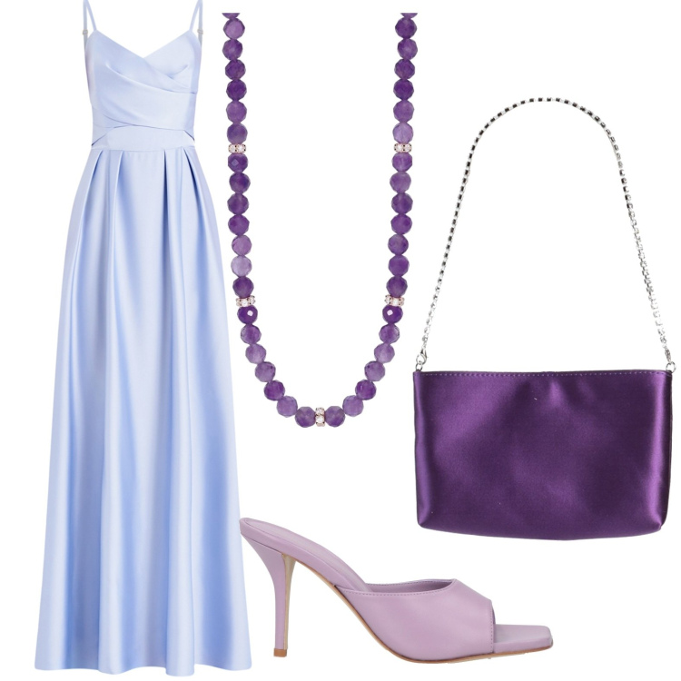 Outfit donna - Total look #2123056. Stile Bon Ton per Cerimonia. Abbinamento con sandali in pelle, borse a mano, collane, vestiti lunghi.