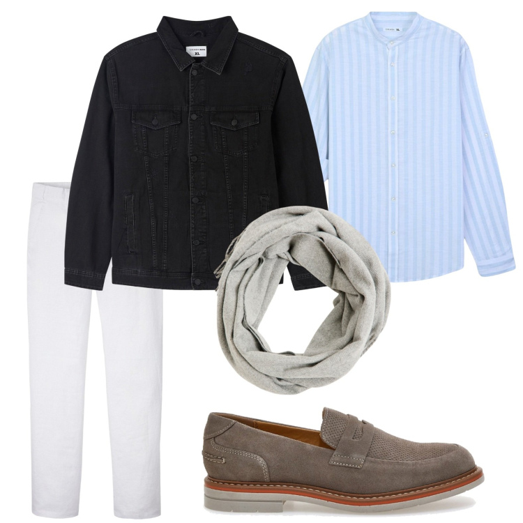 Outfit uomo - Righe. Stile Trendy per Tutti i giorni. Abbinamento con pantaloni, camicie, giacche, sciarpe, scarpe stringate.