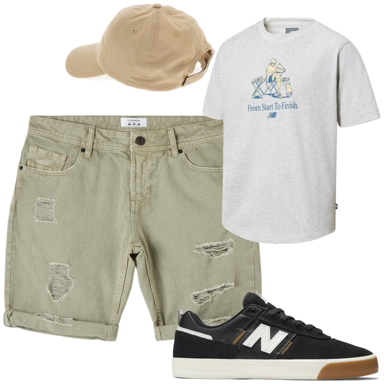 Outfit uomo - Total look #2123080. Stile Casual per Tutti i giorni. Abbinamento con bermuda, t-shirt, sneakers, cappelli.