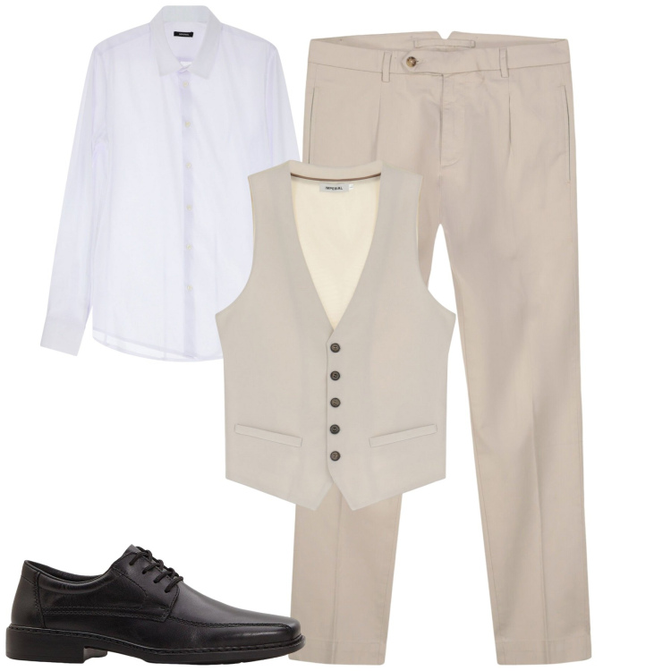 Outfit uomo - City. Stile Business/Elegante per Tutti i giorni. Abbinamento con scarpe stringate, camicie, gilet, pantaloni.