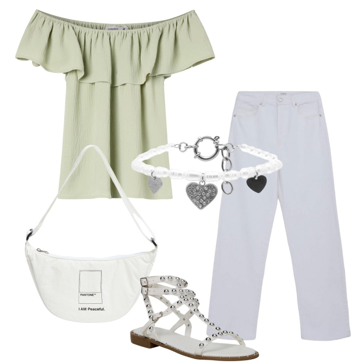 Outfit donna - Total look #2123164. Stile Casual per Tutti i giorni. Abbinamento con marsupi, bluse, pantaloni, sandali, braccialetti.