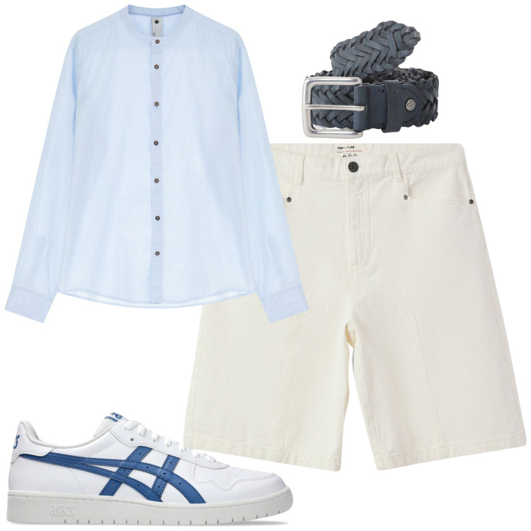 Outfit uomo - City. Stile Casual per Tutti i giorni. Abbinamento con bermuda, camicie, cinture, sneakers.