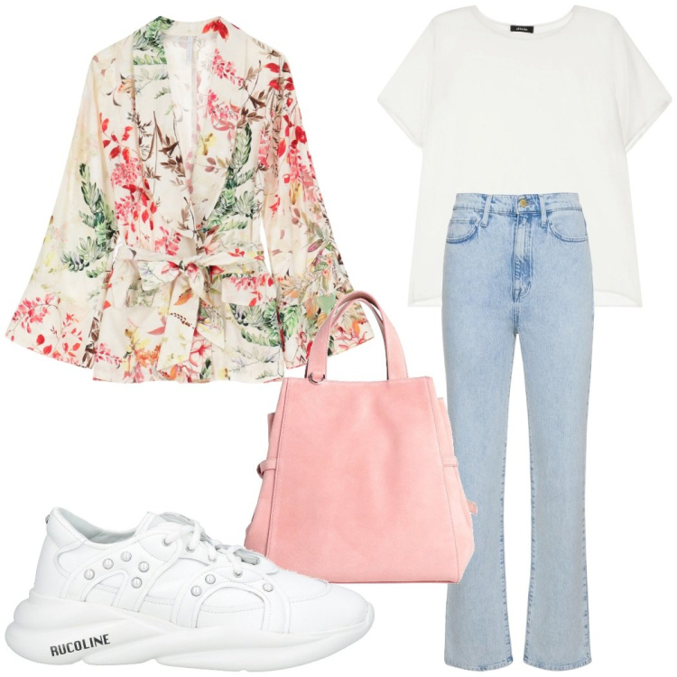 Outfit donna - Total look #2123184. Stile Casual chic per Tutti i giorni. Abbinamento con borse a mano, sneakers, blazer, t-shirt, jeans.