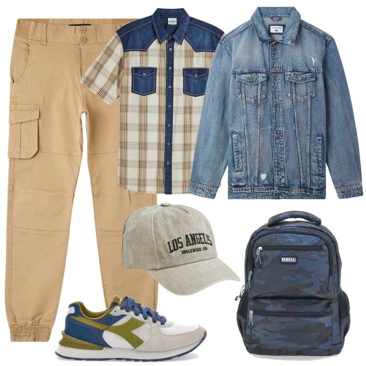 Outfit uomo - Zainetto per il weekend. Stile Casual per Tutti i giorni. Abbinamento con camicie a manica corta, giacche, pantaloni cargo, cappelli, borse sportive, sneakers.