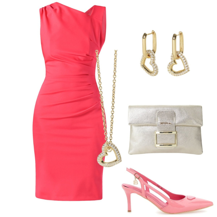 Outfit donna - Total look #2123248. Stile Sexy per Cerimonia. Abbinamento con orecchini, collane, vestiti asimmetrici, pochette, décolleté.