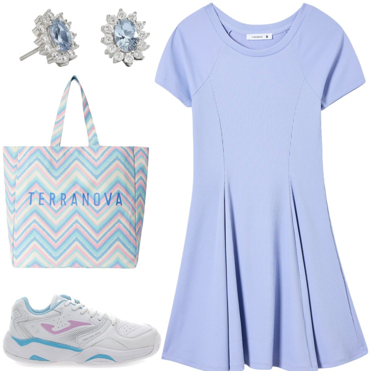 Outfit donna - Sportiva ma sempre femminile. Stile Casual per Tutti i giorni. Abbinamento con orecchini, borse tote, vestiti corti, sneakers.