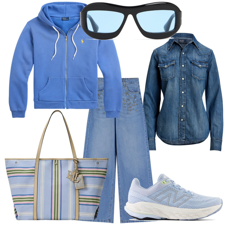 Outfit donna - Jeans forever. Stile Casual chic per Tutti i giorni. Abbinamento con sneakers, camicie, felpe con cappuccio, borse tote, jeans, occhiali da sole.