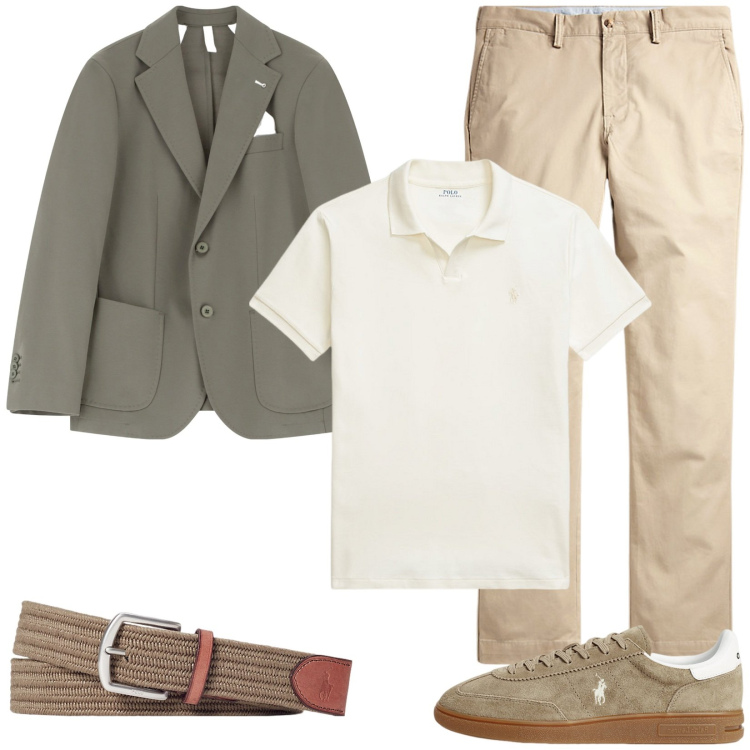 Outfit uomo - Informale con la polo. Stile Casual per Tutti i giorni. Abbinamento con giacche, cinture, pantaloni, sneakers, polo.