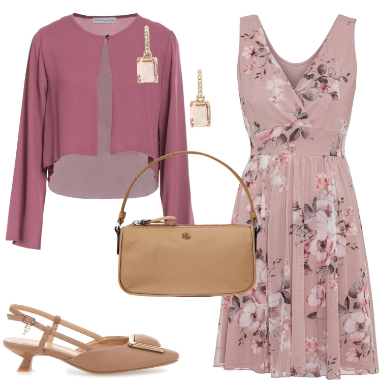 Outfit donna - Cerimonia informale. Stile Chic per Cerimonia. Abbinamento con vestiti corti, blazer, orecchini, pochette, décolleté.