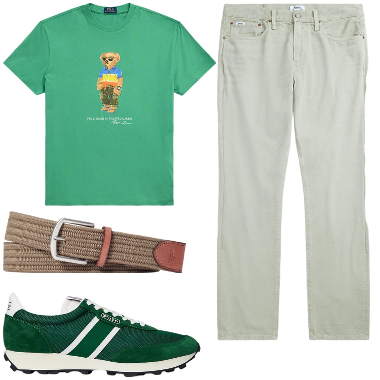 Outfit uomo - Total look #2123411. Stile Casual per Tutti i giorni. Abbinamento con cinture, sneakers, t-shirt, jeans dritti.