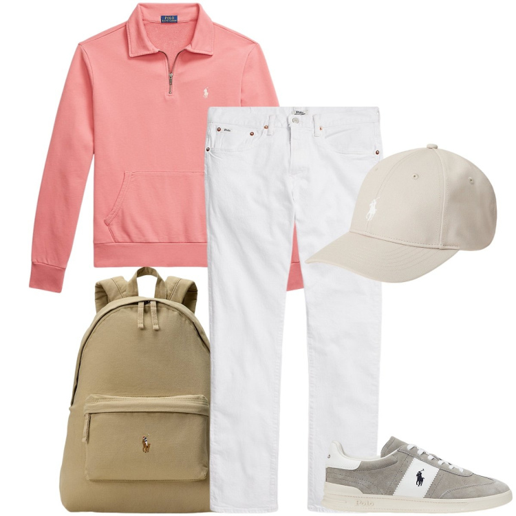 Outfit uomo - Gita domenicale. Stile Urban per Tutti i giorni. Abbinamento con jeans, cappelli, felpe, borse sportive, sneakers.