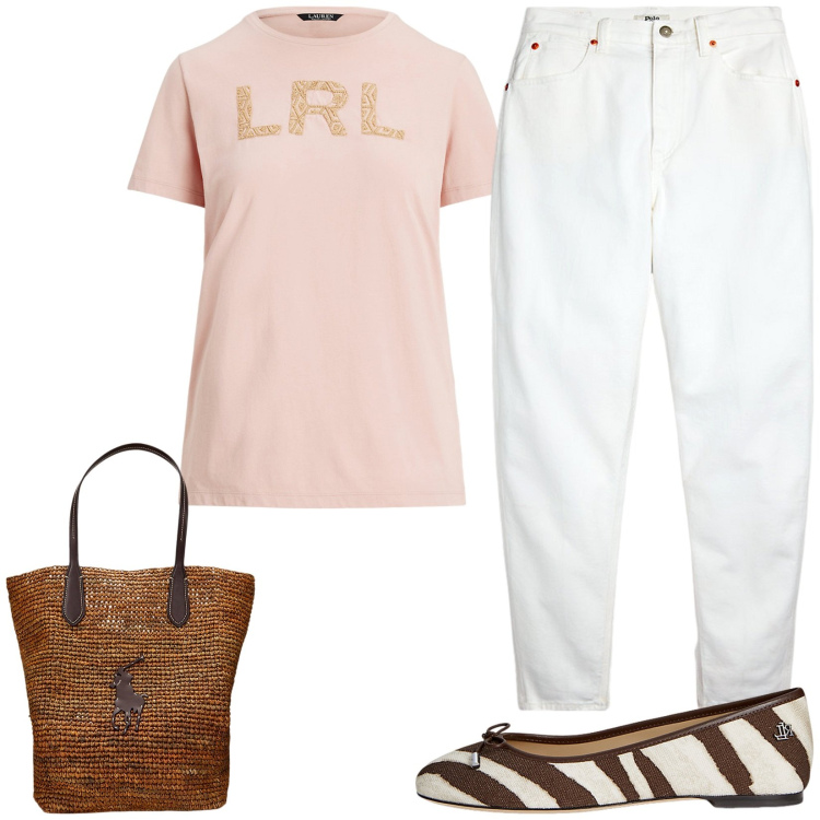 Outfit donna - La ballerina. Stile Casual chic per Tutti i giorni. Abbinamento con ballerine, jeans, borse tote, t-shirt.