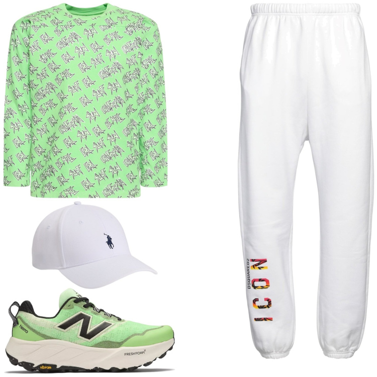 Outfit uomo - Total look #2123471. Stile Casual per Sport. Abbinamento con pantaloni, sneakers, cappelli, t-shirt.