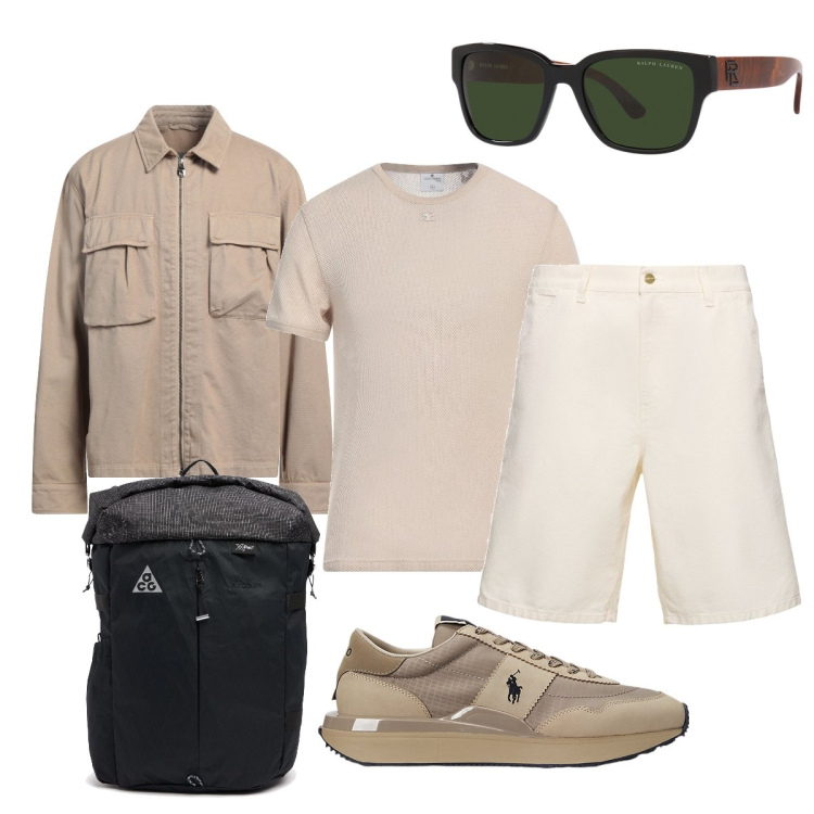 Outfit uomo - Comodo e pratico. Stile Casual per Tutti i giorni. Abbinamento con giacche, t-shirt, sneakers, occhiali da sole, shorts, borse sportive.