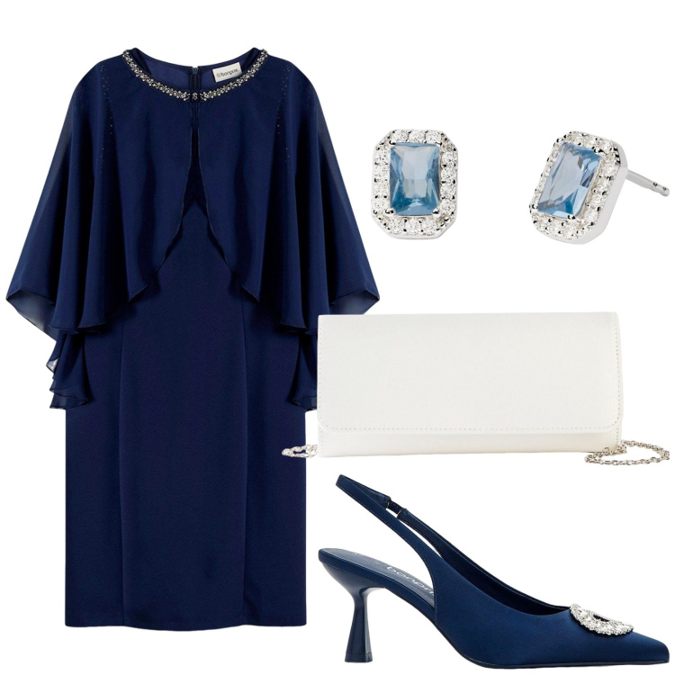 Outfit donna - Brillare con poco. Stile Chic per Cerimonia. Abbinamento con vestiti corti, pochette, décolleté, orecchini.