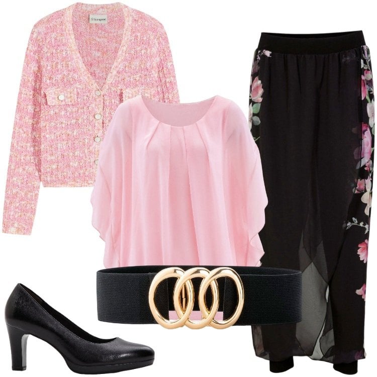 Outfit donna - Total look #2123741. Stile Romantica per Cerimonia. Abbinamento con bluse, cardigans, décolleté, cinture, pantaloni.