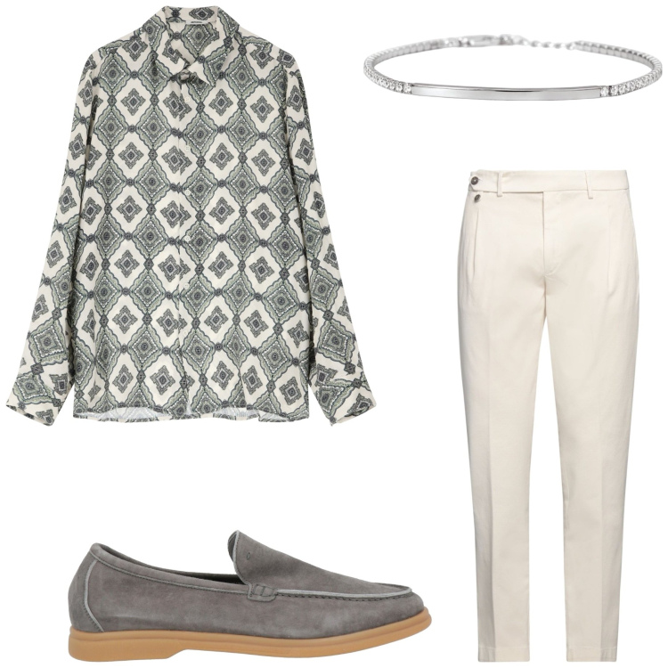 Outfit uomo - Serata con amici. Stile Business/Elegante per Serata speciale. Abbinamento con pantaloni chino, scarpe stringate, braccialetti, camicie.