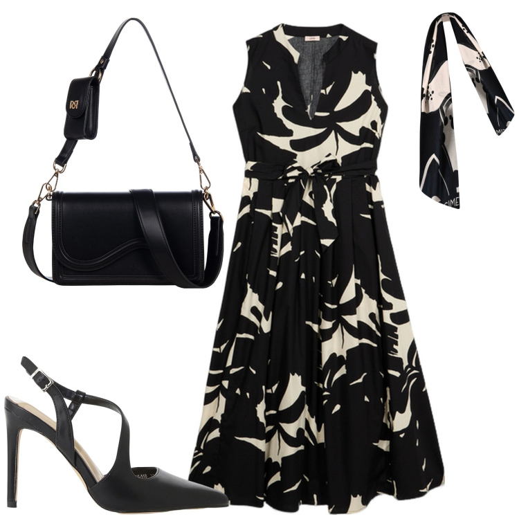 Outfit donna - City. Stile Urban per Tutti i giorni. Abbinamento con décolleté, pochette, sciarpe, vestiti lunghi.