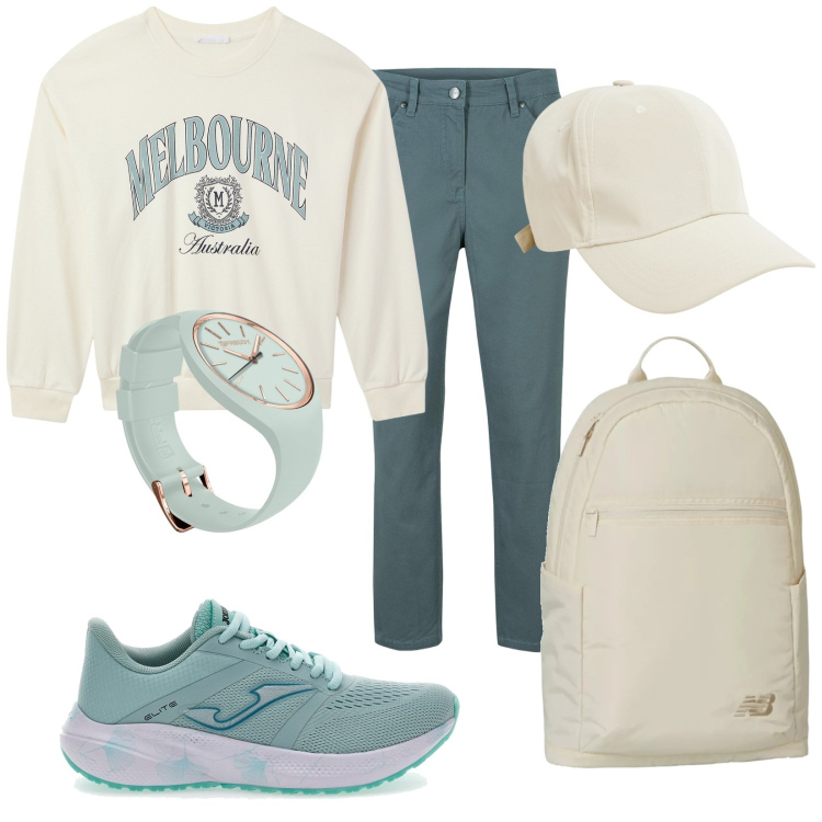 Outfit donna - Il casual perfetto. Stile Casual per Tutti i giorni. Abbinamento con pantaloni, cappelli, felpe, zaini, orologi, sneakers.