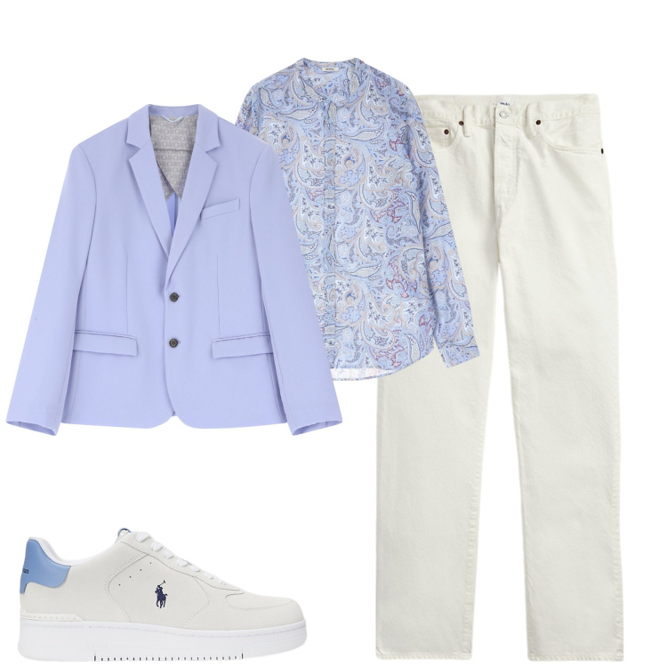 Outfit uomo - Total look #2124057. Stile Trendy per Tutti i giorni. Abbinamento con giacche, camicie, jeans dritti, sneakers.