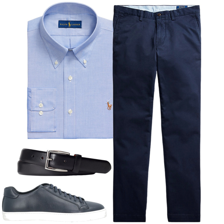Outfit uomo - In ufficio. Stile Urban per Ufficio. Abbinamento con sneakers, pantaloni, camicie, cinture.