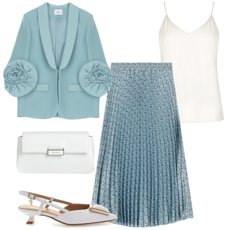 Outfit donna - Total look #2124302. Stile Chic per Cerimonia. Abbinamento con borse a mano, top, blazer, gonne lunghe, décolleté.