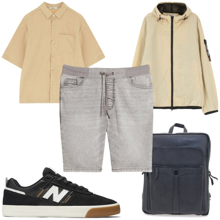 Outfit uomo - Total look #2124304. Stile Trendy per Tutti i giorni. Abbinamento con bermuda, sneakers, giacche, camicie a manica corta, borse sportive.