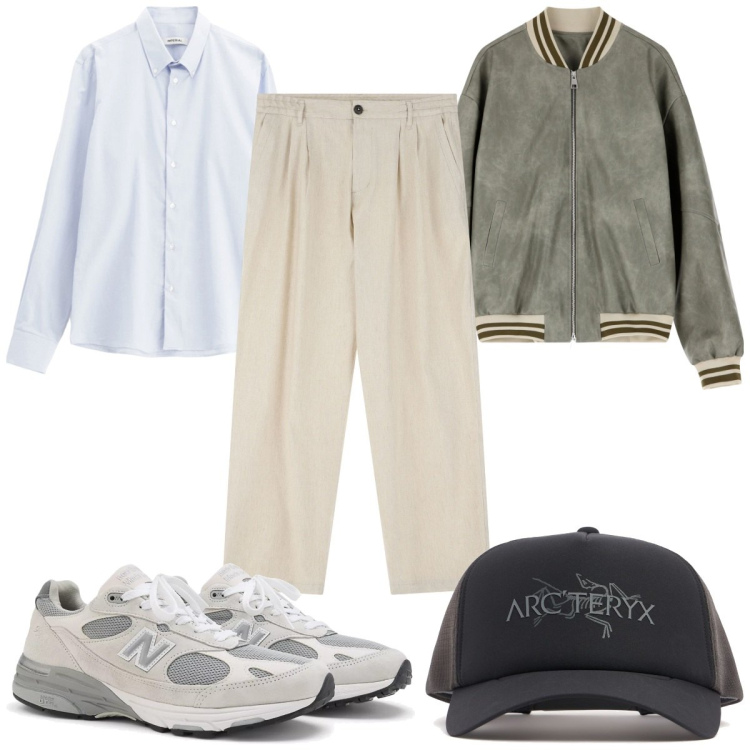 Outfit uomo - Total look #2124436. Stile Casual per Tutti i giorni. Abbinamento con sneakers, pantaloni, bomber, camicie, cappelli.