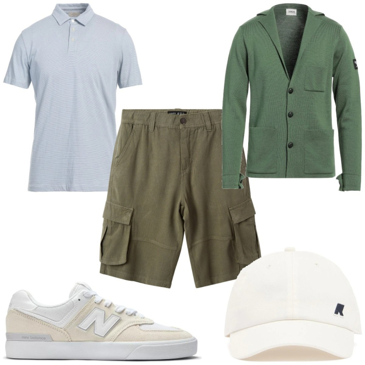 Outfit uomo - Total look #2124478. Stile Casual per Tutti i giorni. Abbinamento con polo, giacche, sneakers, bermuda, cappelli.
