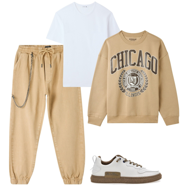 Outfit uomo - Total look #2124658. Stile Casual per Tutti i giorni. Abbinamento con t-shirt, pantaloni sportivi, felpe sportive, sneakers.