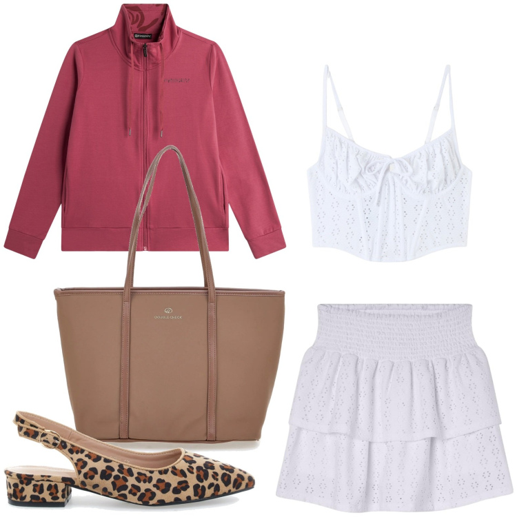 Outfit donna - Ballerine tigrate. Stile Minimal per Tutti i giorni. Abbinamento con top, minigonne, felpe, ballerine, borse a spalla.