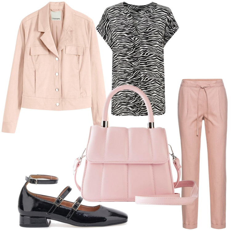 Outfit donna - Ballerine mary jane. Stile Glamour per Ufficio. Abbinamento con pantaloni, bluse, blazer, borse a tracolla, ballerine.