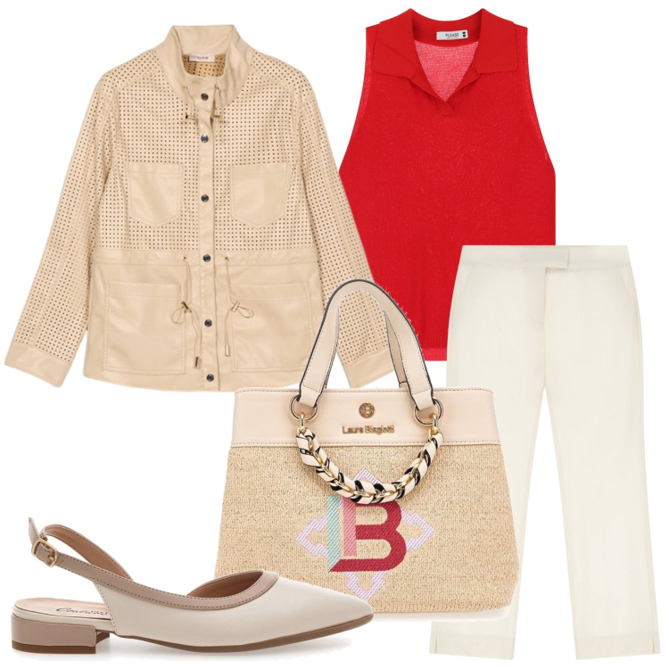 Outfit donna - La borsa con catena. Stile Minimal per Tutti i giorni. Abbinamento con top, pantaloni corti, ballerine, parka, borse a mano.