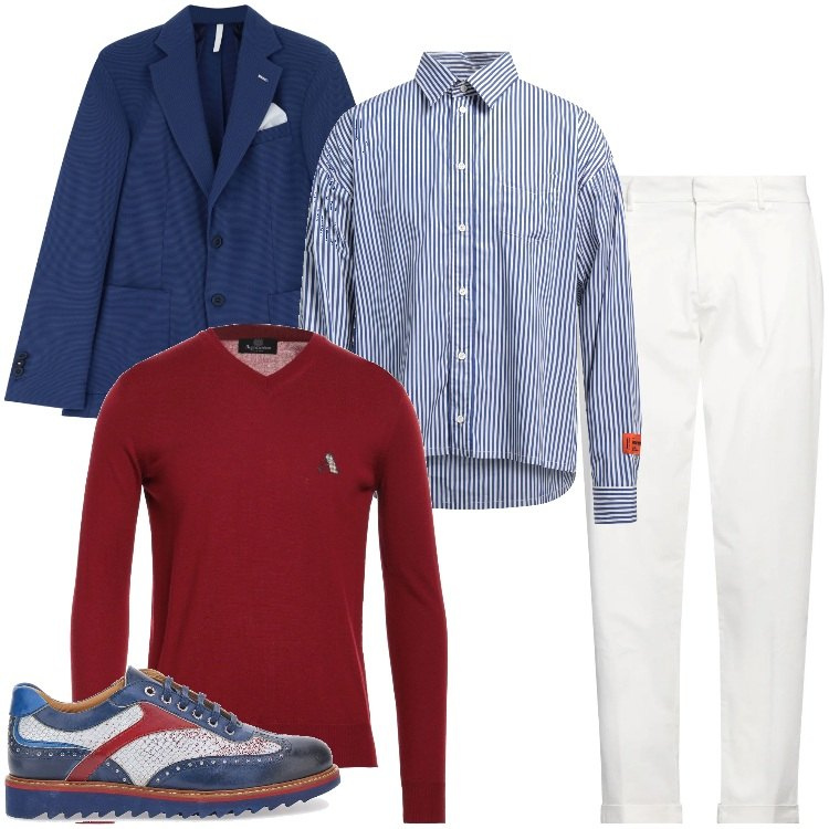 Outfit uomo - Total look #2124707. Stile Business/Elegante per Ufficio. Abbinamento con pullovers, camicie, pantaloni chino, giacche, scarpe stringate.