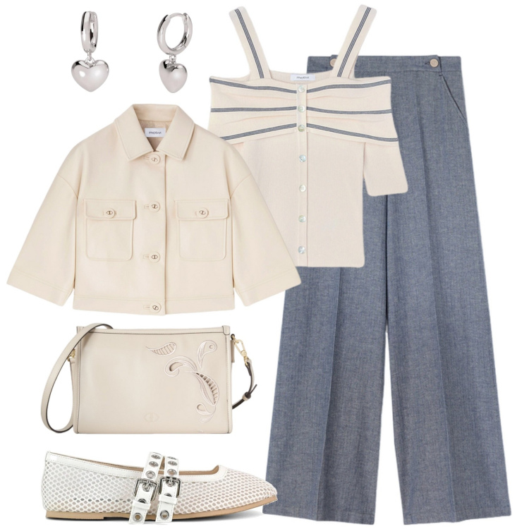 Outfit donna - Comunione a maggio @mikytwins. Stile Bon Ton per Cerimonia. Abbinamento con orecchini, ballerine, top, pantaloni, blazer, borse a tracolla.