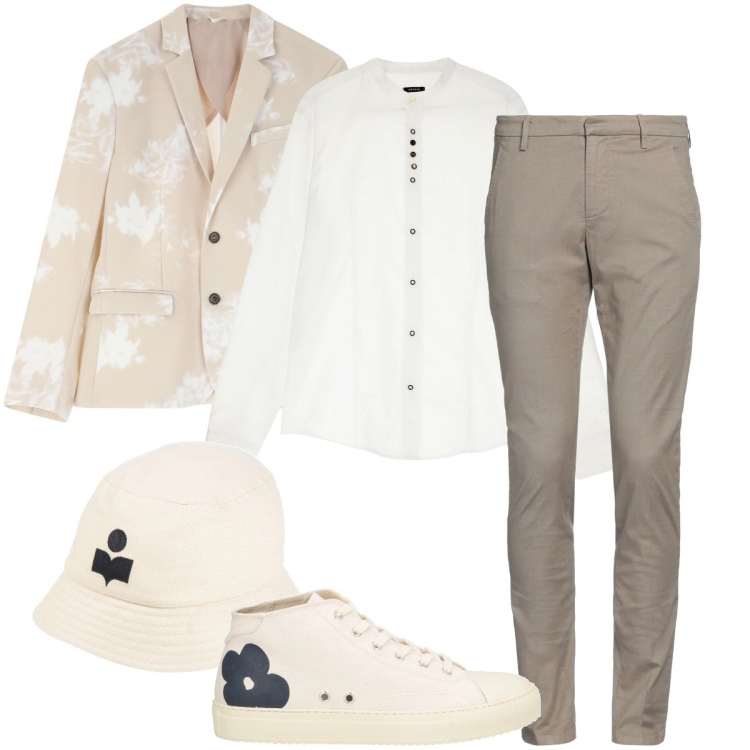 Outfit uomo - Sneakers e berretto decorati. Stile Trendy per Serata speciale. Abbinamento con pantaloni chino, cappelli, sneakers alte, camicie, giacche.