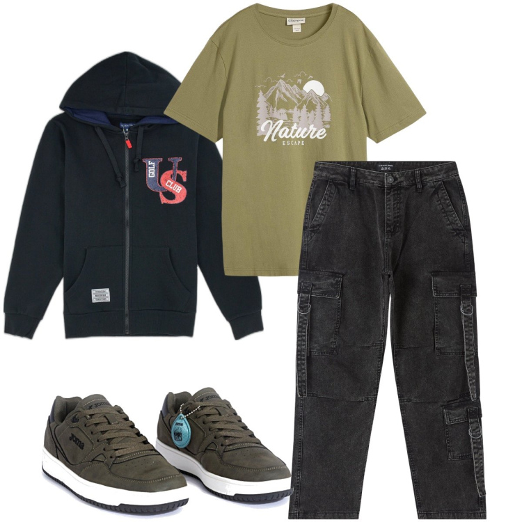 Outfit uomo - I jeans cargo. Stile Casual per Tutti i giorni. Abbinamento con t-shirt, jeans, felpe con cappuccio, sneakers.