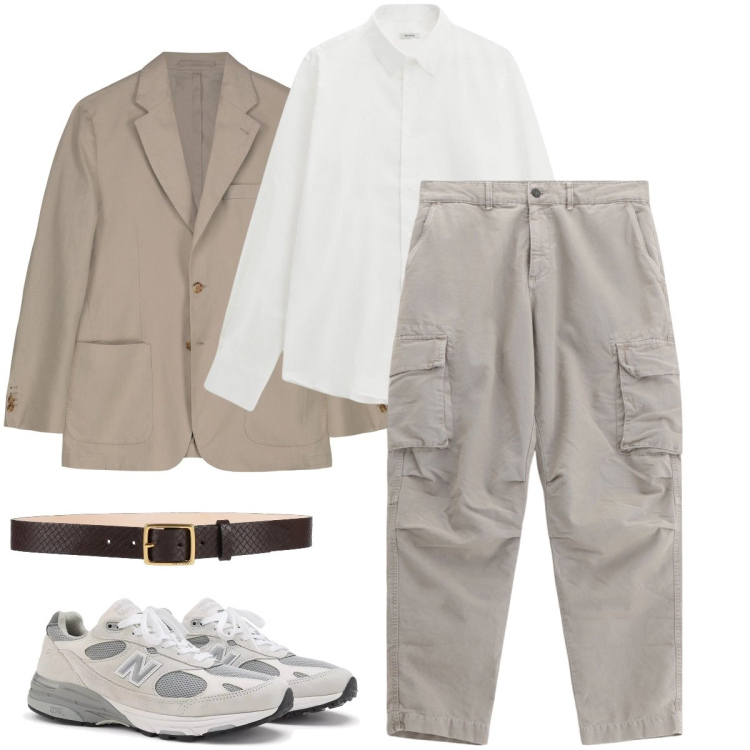 Outfit uomo - Blazer e camicia. Stile Urban per Ufficio. Abbinamento con cinture, sneakers, camicie, pantaloni cargo, giacche.